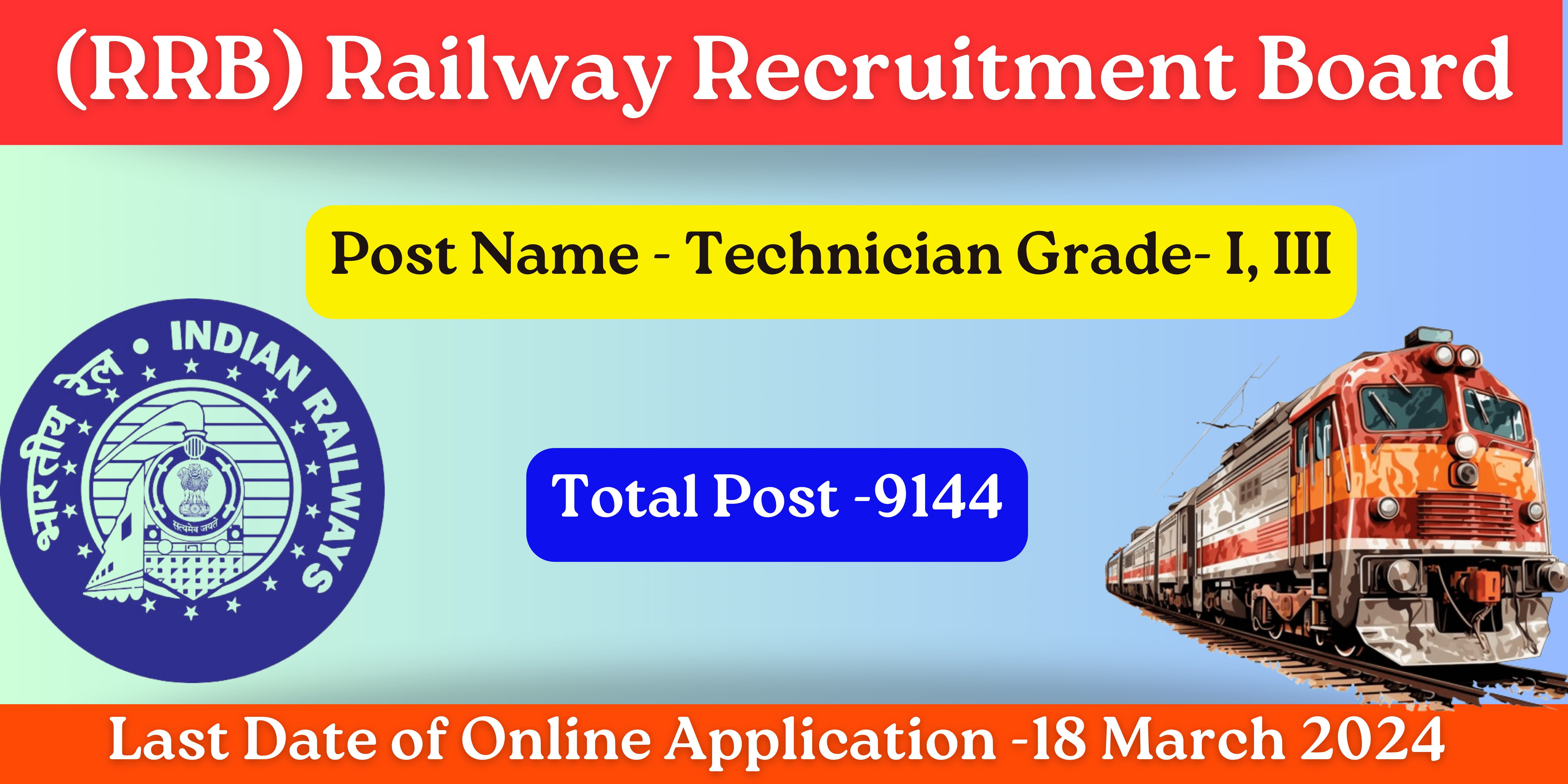 RRB Technician Recruitment 2024, Apply Online for 9144 Post