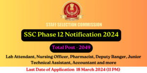 SSC Phase 12 Notification 2024